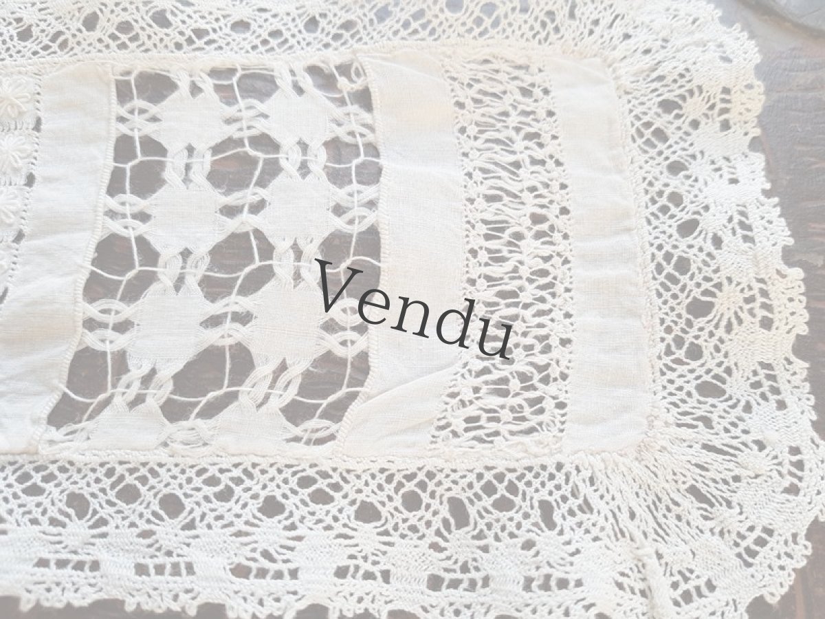 画像8: フランス　レクタングルのニードルレースマット (8)