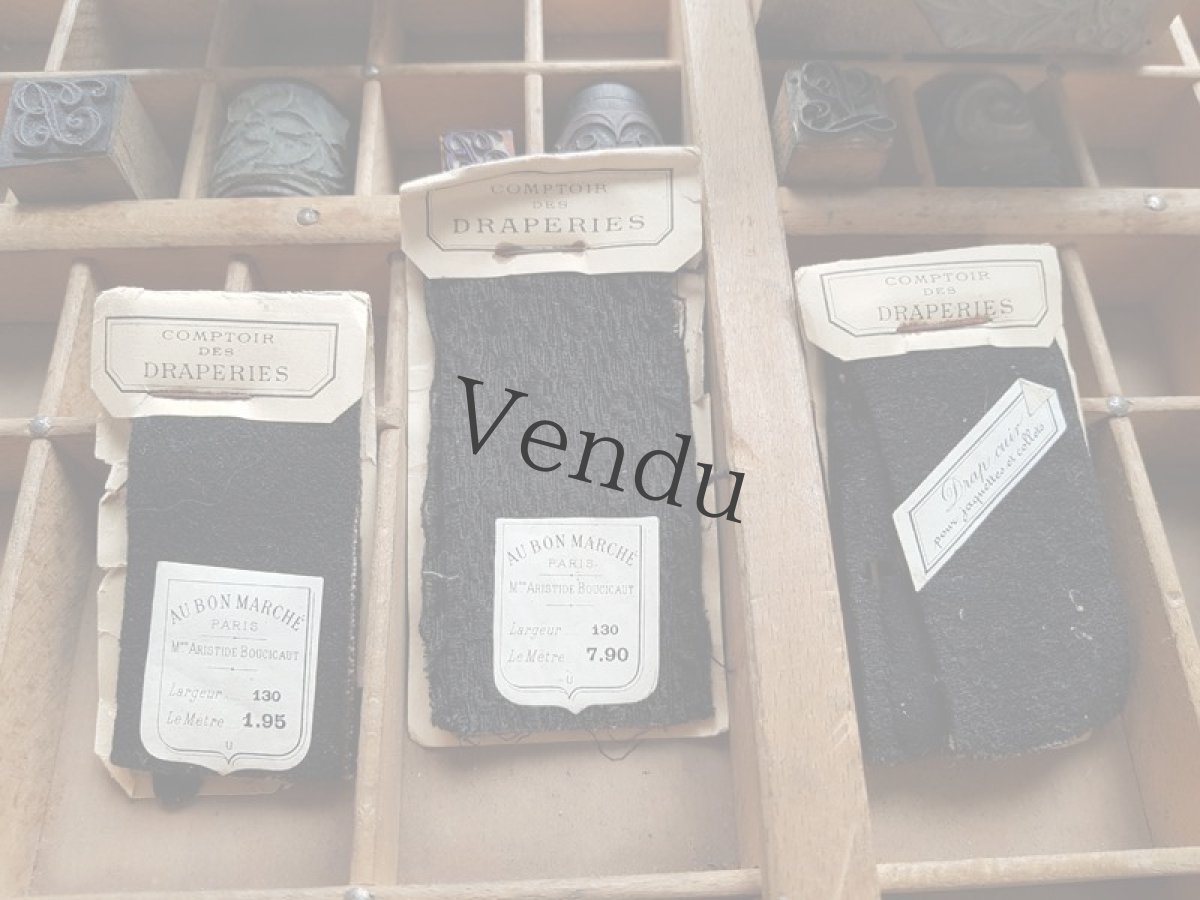 画像9: フランスアンティーク　AU BON MARCHÉの生地サンプル　3つセット (9)