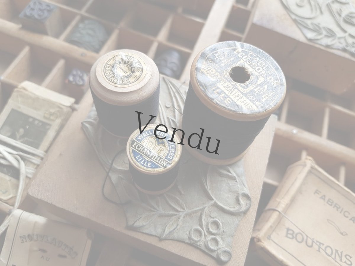 画像2: フランスアンティーク　LILLE木製ボビンノワール　３個セット (2)