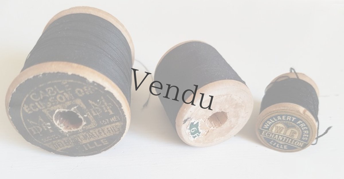 画像9: フランスアンティーク　LILLE木製ボビンノワール　３個セット (9)