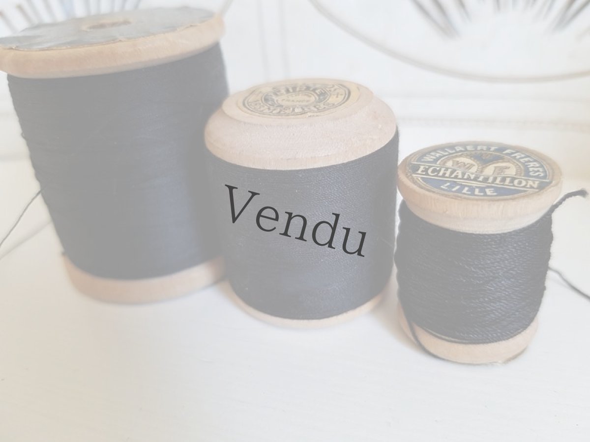 画像7: フランスアンティーク　LILLE木製ボビンノワール　３個セット (7)