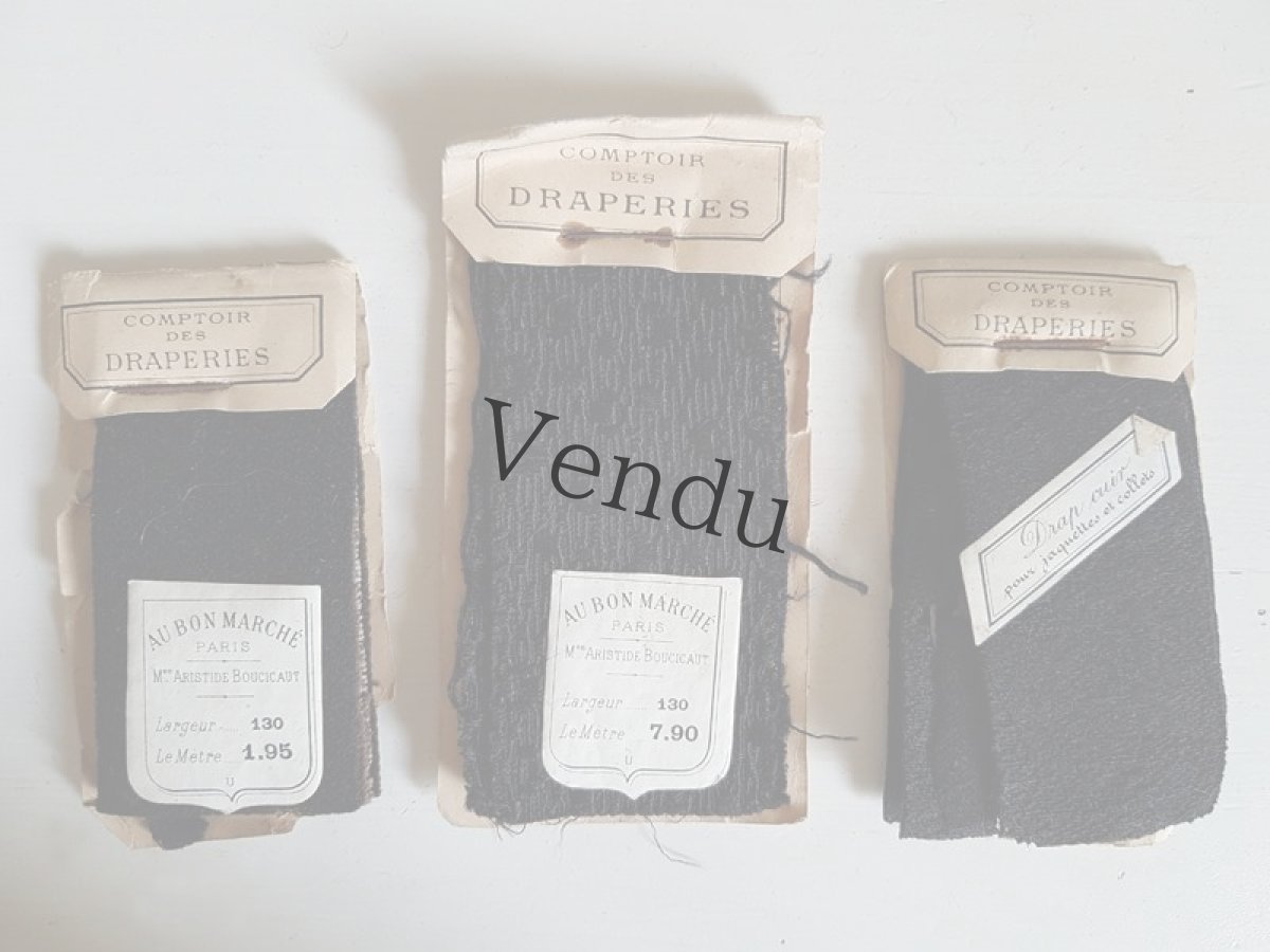 画像2: フランスアンティーク　AU BON MARCHÉの生地サンプル　3つセット (2)