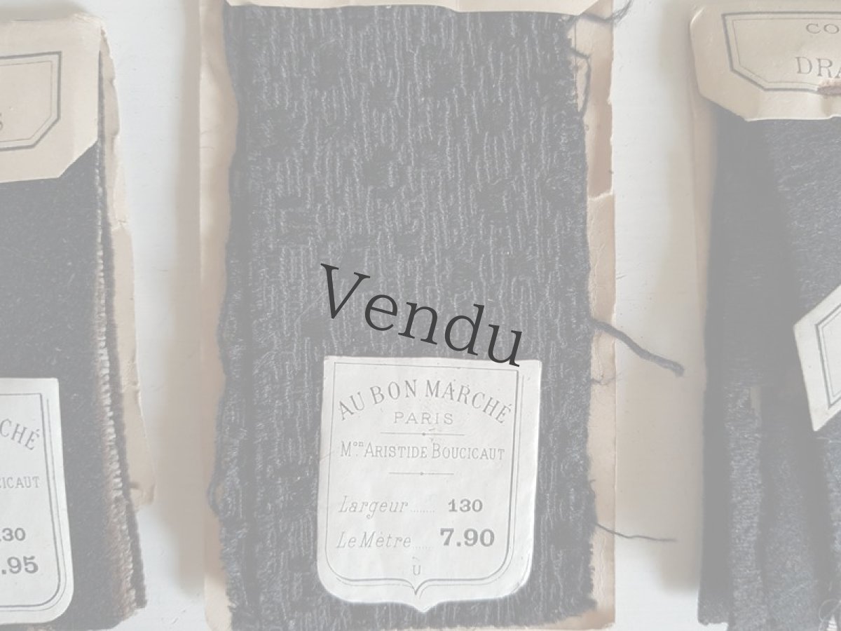 画像4: フランスアンティーク　AU BON MARCHÉの生地サンプル　3つセット (4)