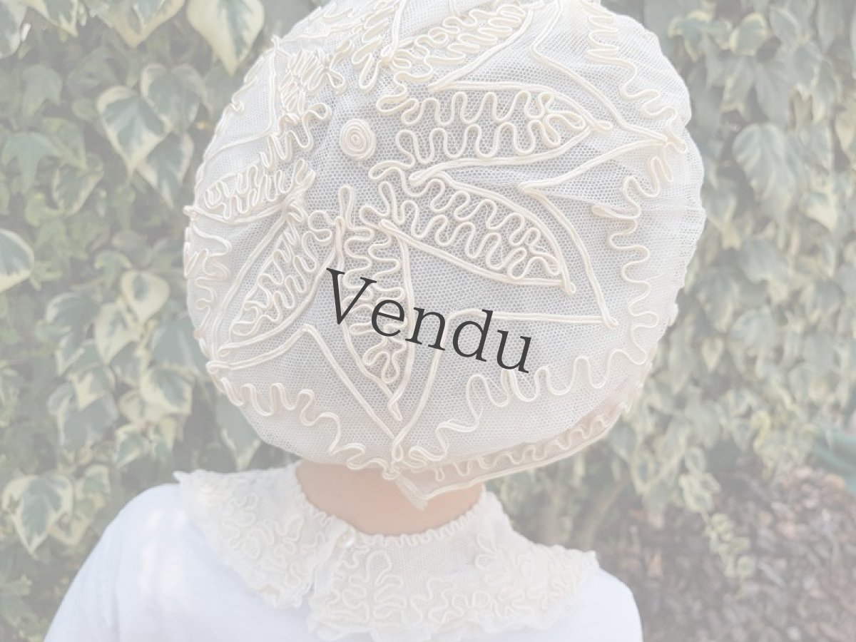 画像10: フランス 1910年代  コード刺繍のボネとバボワール (10)