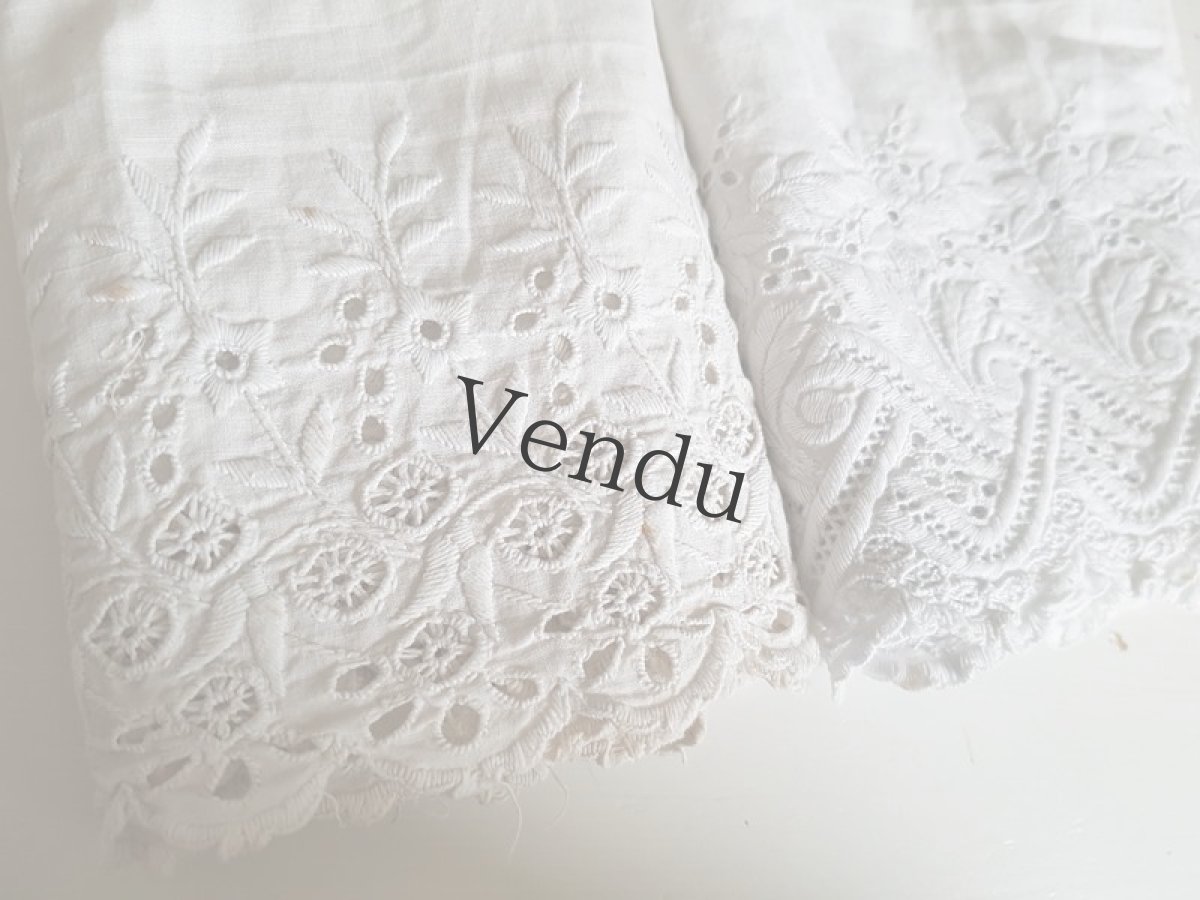 画像3: フランスアンティーク　カットワーク刺繍　大きな端切れ2種セット (3)