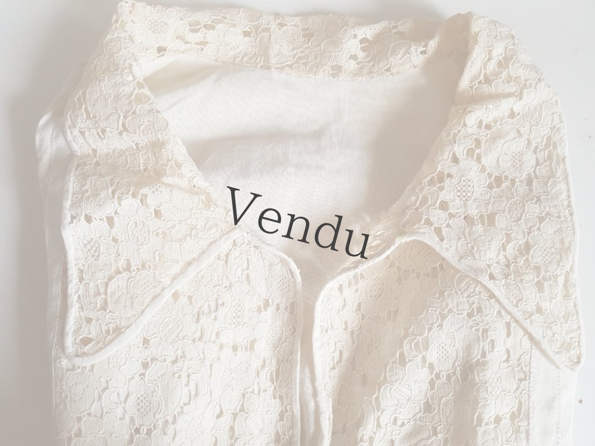 画像2: フランスヴィンテージ　ブラウスの一部《素材用》 (2)