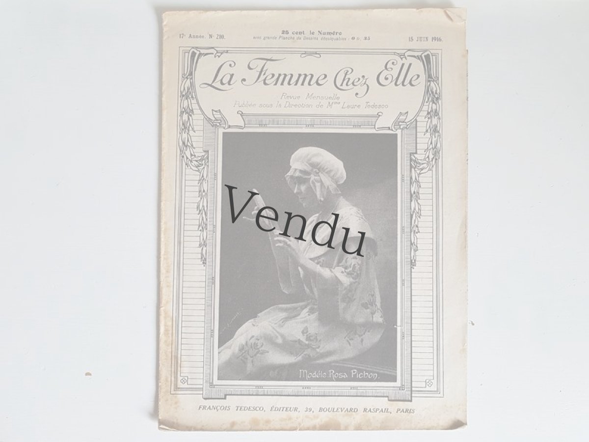 画像2: フランスアンティーク 型紙付録つき女性誌 La Femme Chez Elle 1916 Juin (2)