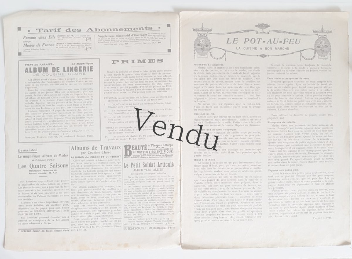 画像4: フランスアンティーク 型紙付録つき女性誌 La Femme Chez Elle 1916 Juin (4)