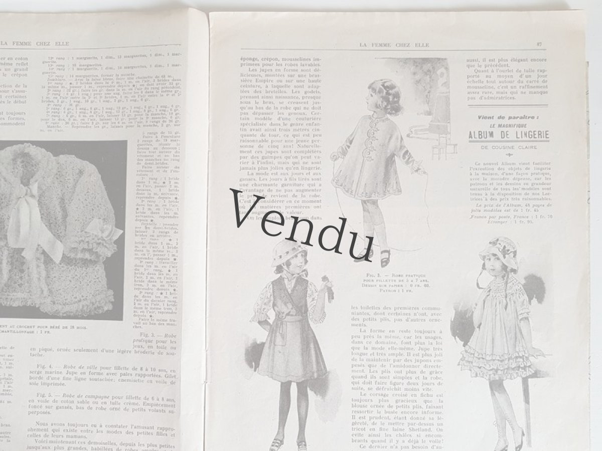 画像7: フランスアンティーク 型紙付録つき女性誌 La Femme Chez Elle 1916 Juin (7)
