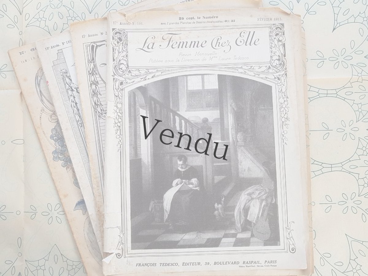 画像1: フランスアンティーク　型紙付録つき女性誌 La Femme Chez Elle 1915 Février (1)