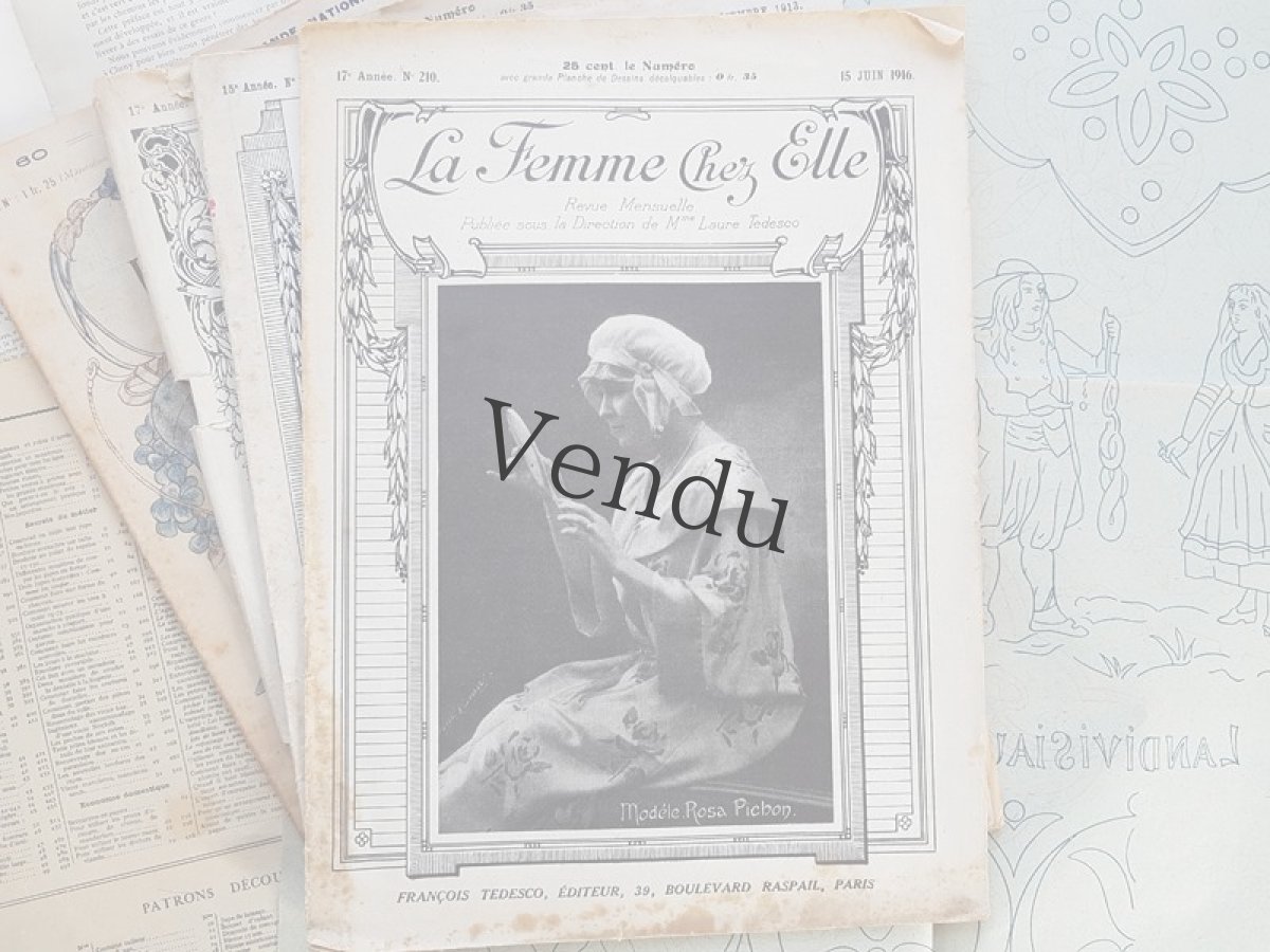 画像1: フランスアンティーク 型紙付録つき女性誌 La Femme Chez Elle 1916 Juin (1)