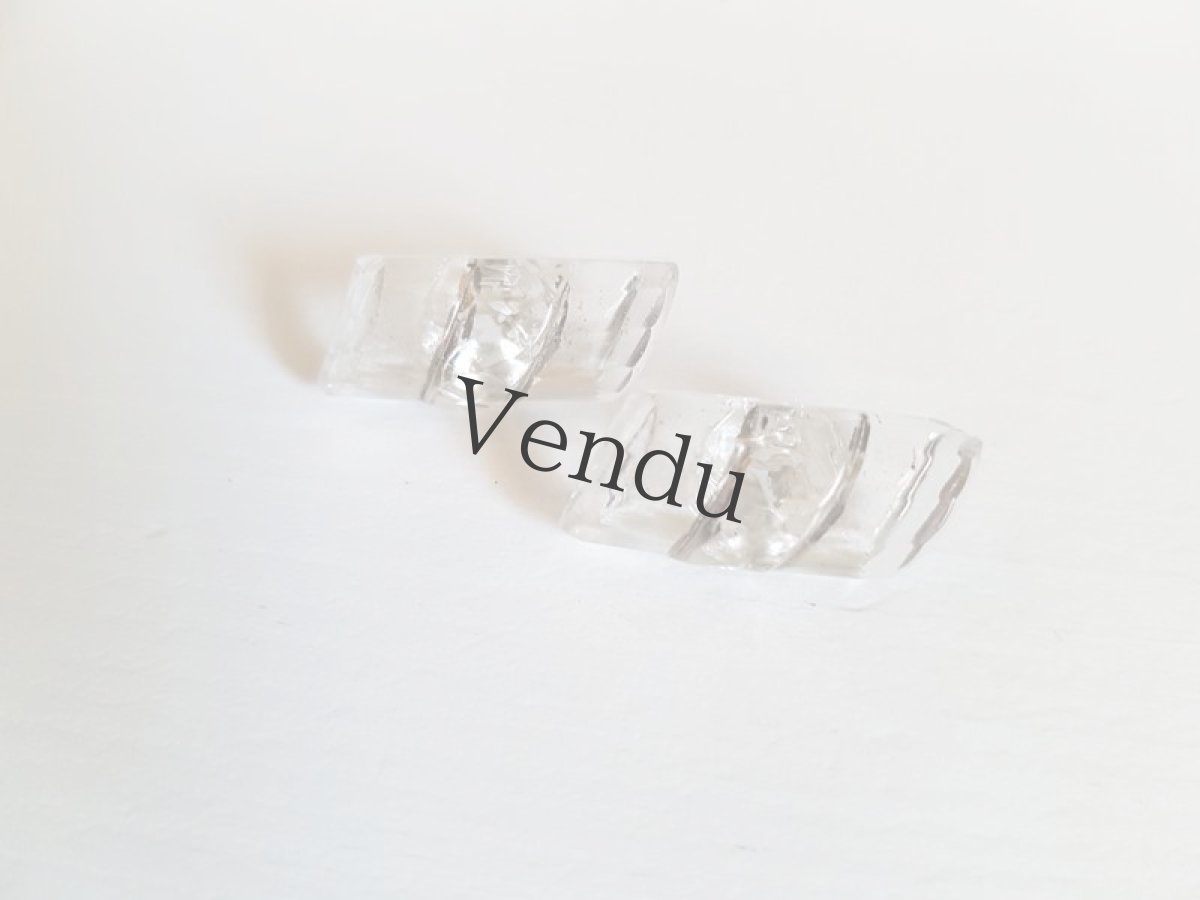 画像4: フランスアンティーク　シルバーペイントのガラスボタン22ｍｍ　２個セット (4)