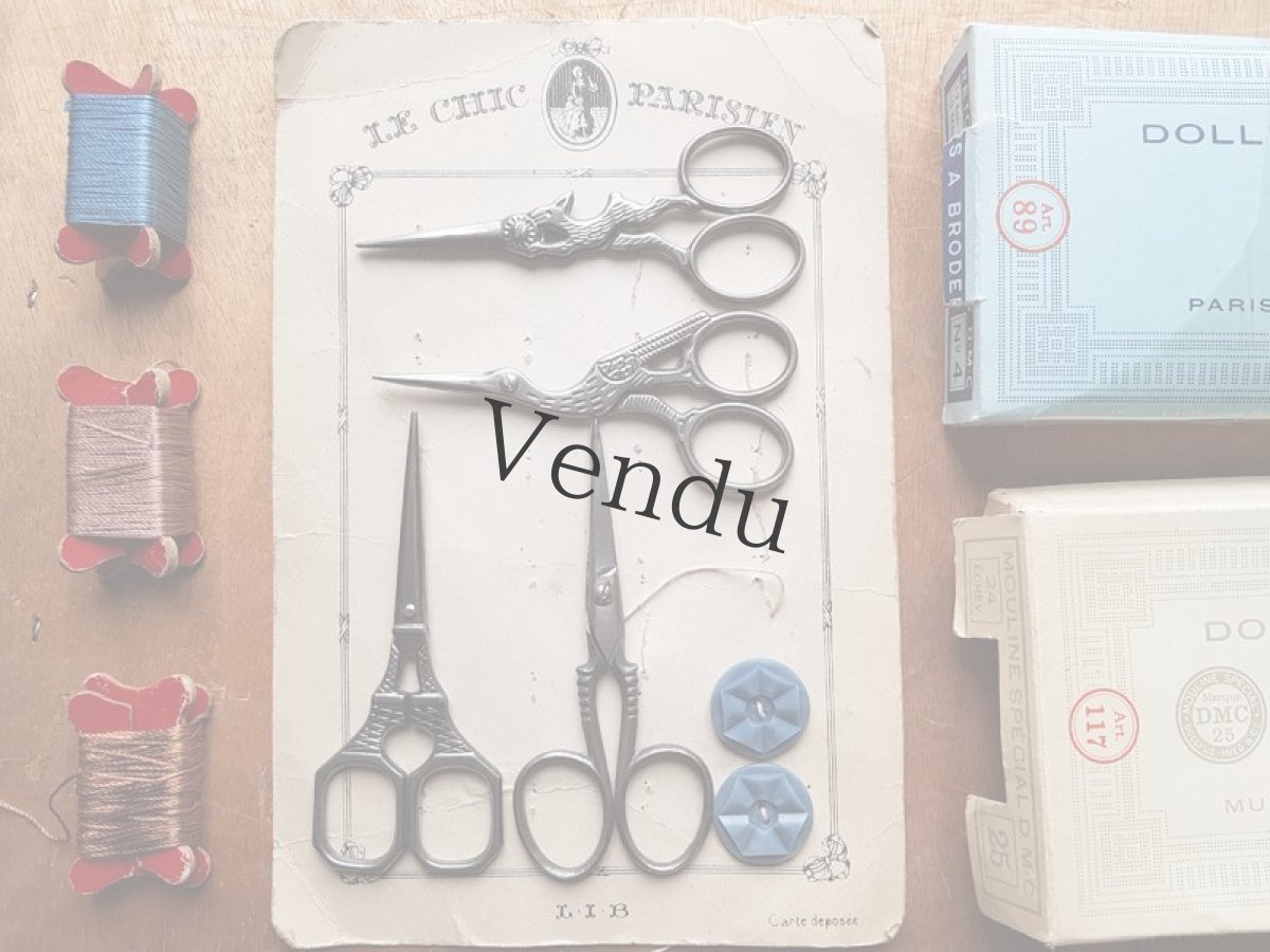 画像10: フランスヴィンテージ　手芸はさみとボタンシート (10)