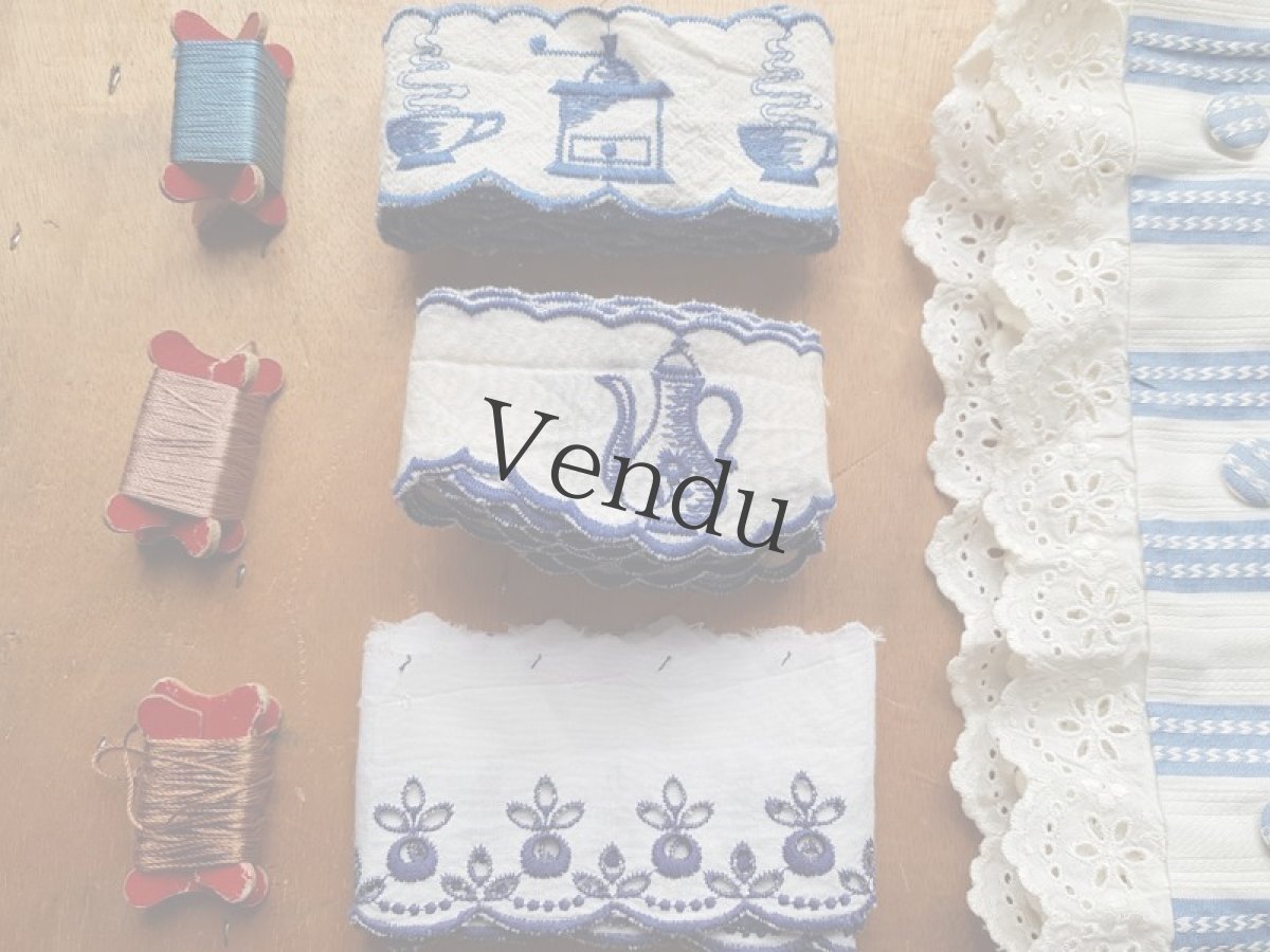 画像7: フランスヴィンテージ　素朴なポット柄刺繍リボントリム (7)