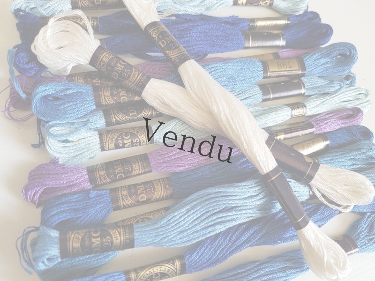 画像3: フランスヴィンテージ　DMC刺繍糸25 MOULINÉ ブルー系15本セット (3)