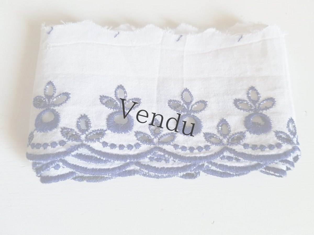 画像2: フランスヴィンテージ　植物柄刺繍リボントリム (2)