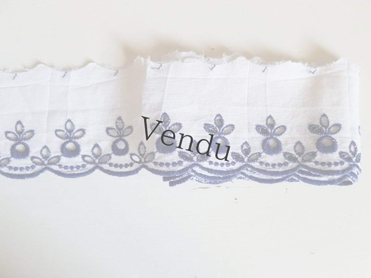 画像3: フランスヴィンテージ　植物柄刺繍リボントリム (3)