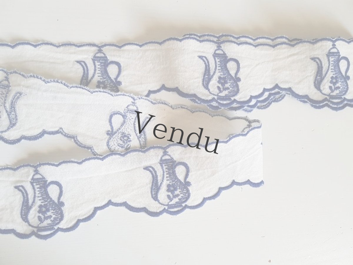 画像2: フランスヴィンテージ　素朴なポット柄刺繍リボントリム (2)