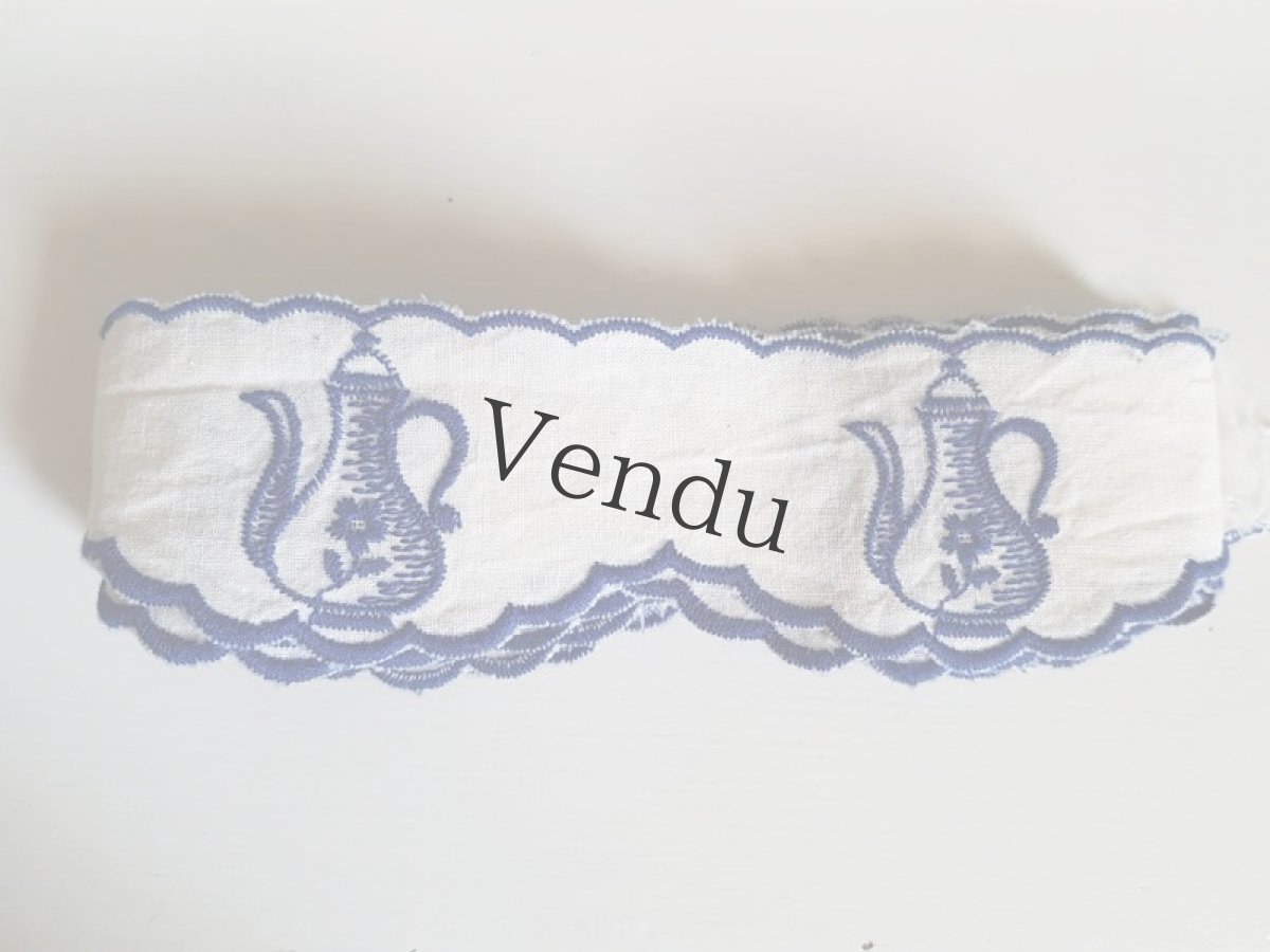 画像3: フランスヴィンテージ　素朴なポット柄刺繍リボントリム (3)