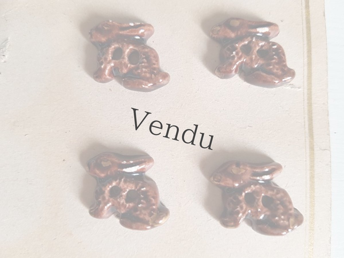 画像5: フランスヴィンテージ　陶器のボタン果実と兎 (5)