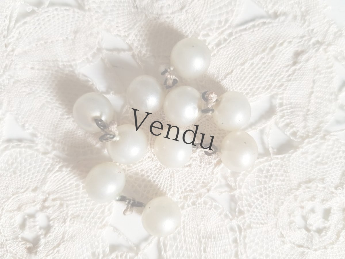 画像2: フランスアンティーク　ガラスパールボタン9mm 2個セット (2)