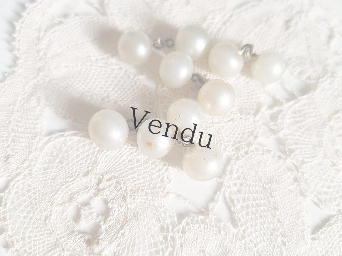 画像5: フランスアンティーク　ガラスパールボタン9mm 2個セット (5)