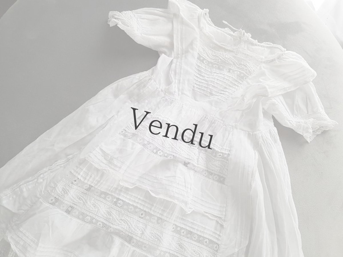 画像2: フランスアンティーク　べべ　バテム(洗礼式）ローブ (2)