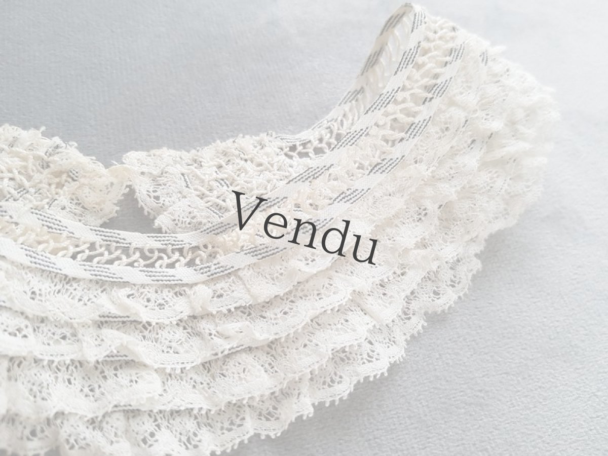 画像5: フランスヴィンテージ　リボンとレースのつけ襟 (5)