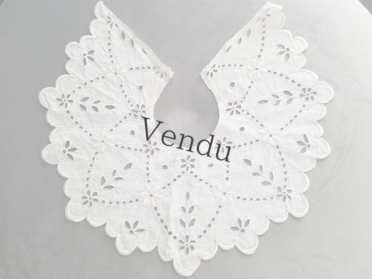 画像6: フランスアンティーク　リネンカットワークのつけ襟 (6)