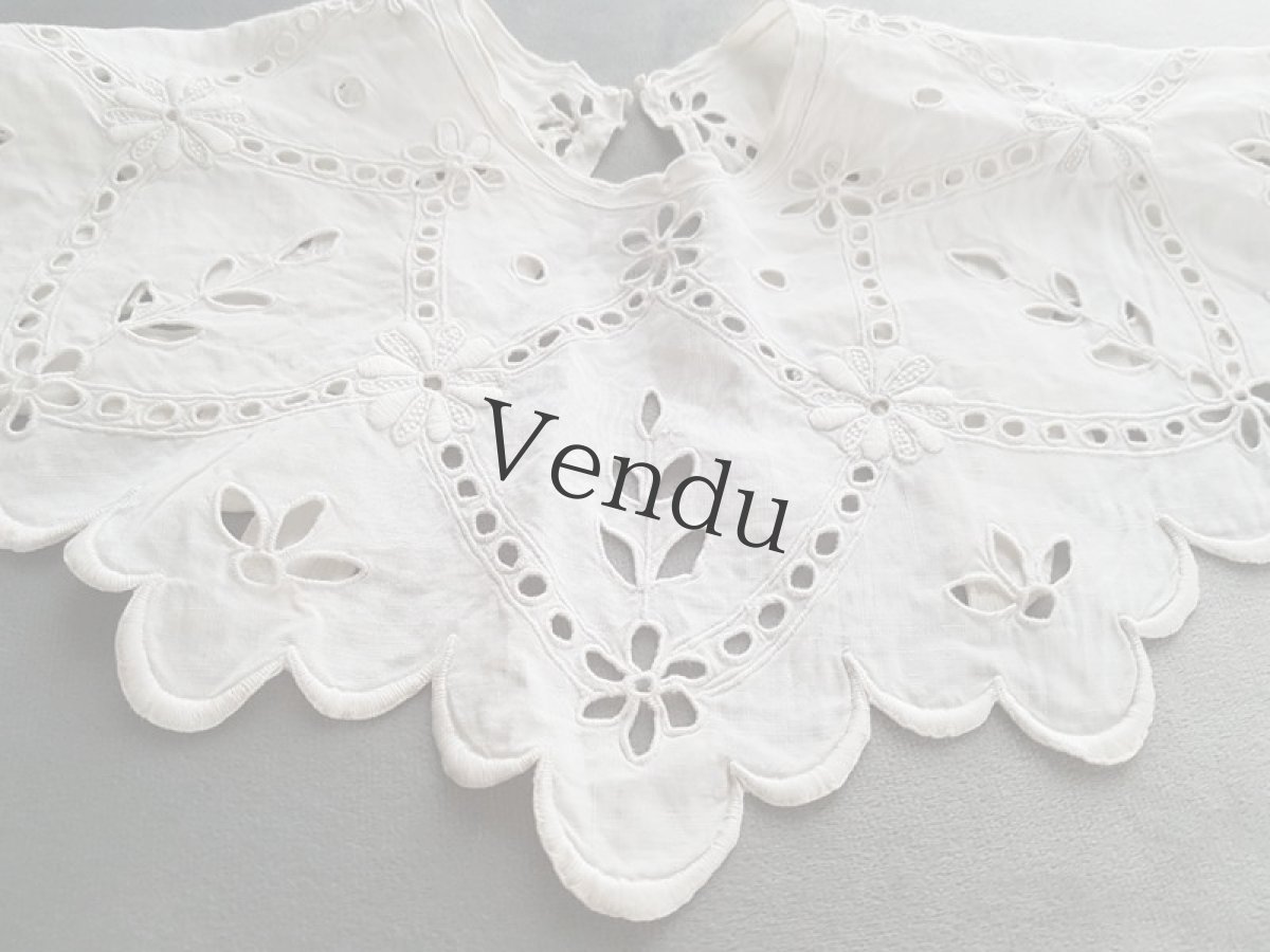 画像5: フランスアンティーク　リネンカットワークのつけ襟 (5)