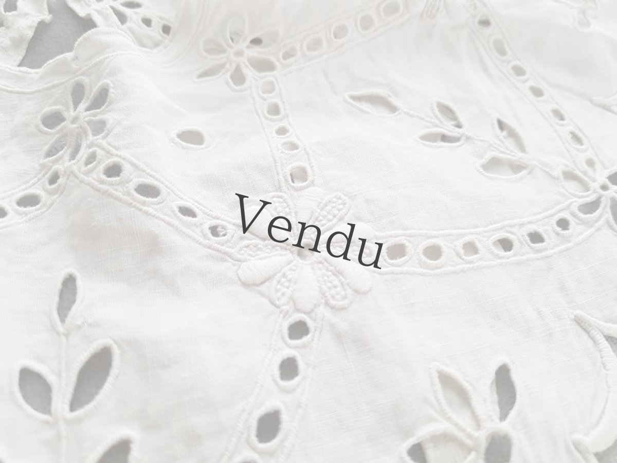 画像4: フランスアンティーク　リネンカットワークのつけ襟 (4)