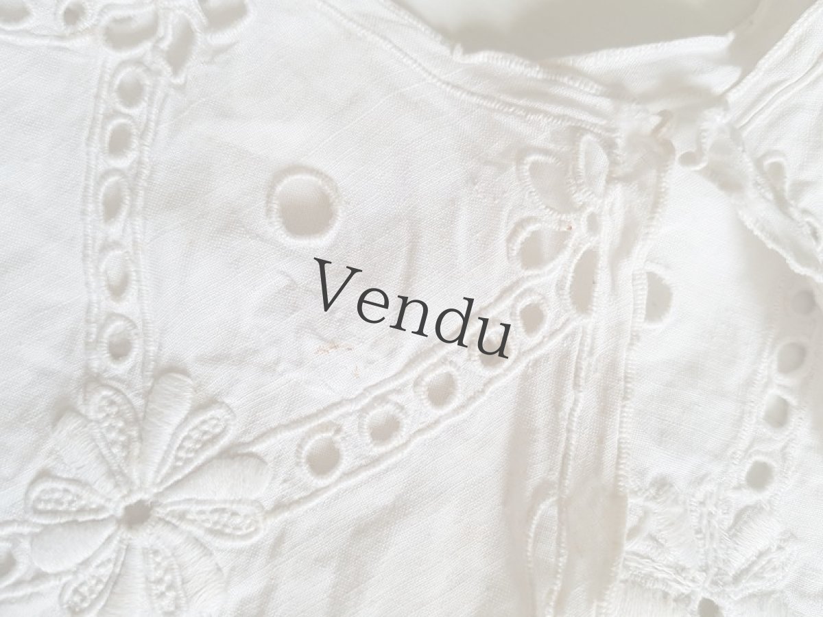 画像7: フランスアンティーク　リネンカットワークのつけ襟 (7)