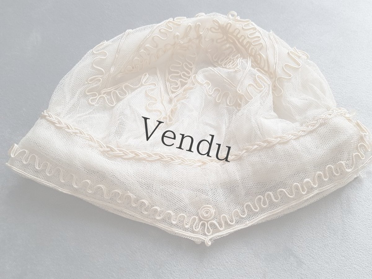 画像2: フランス 1910年代  コード刺繍のボネとバボワール (2)