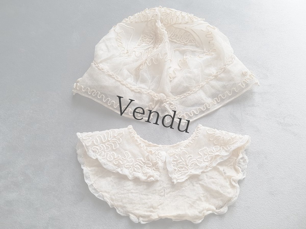 画像3: フランス 1910年代  コード刺繍のボネとバボワール (3)