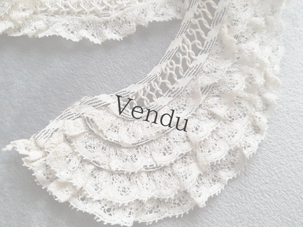 画像2: フランスヴィンテージ　リボンとレースのつけ襟 (2)