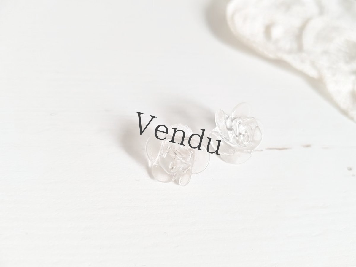 画像4: フランスヴィンテージ　ばらの透明ガラスボタン12mm (4)