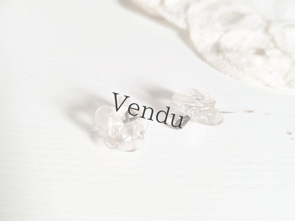 画像5: フランスヴィンテージ　ばらの透明ガラスボタン12mm (5)