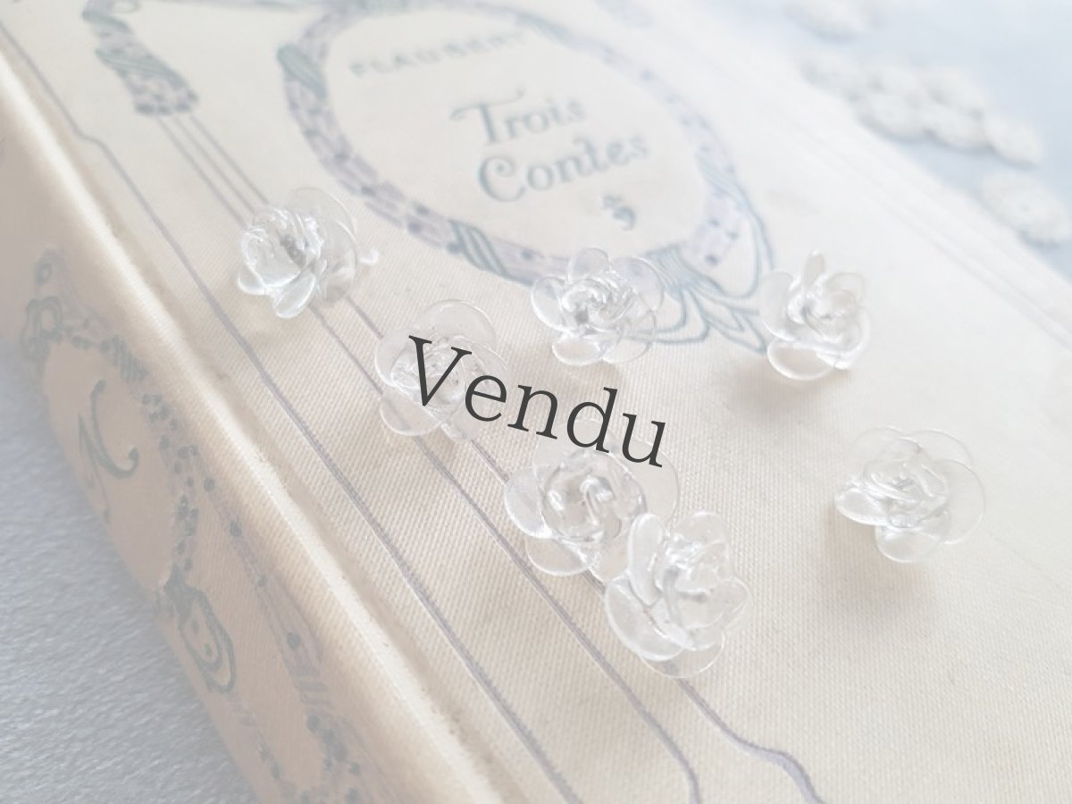 画像2: フランスヴィンテージ　ばらの透明ガラスボタン12mm (2)