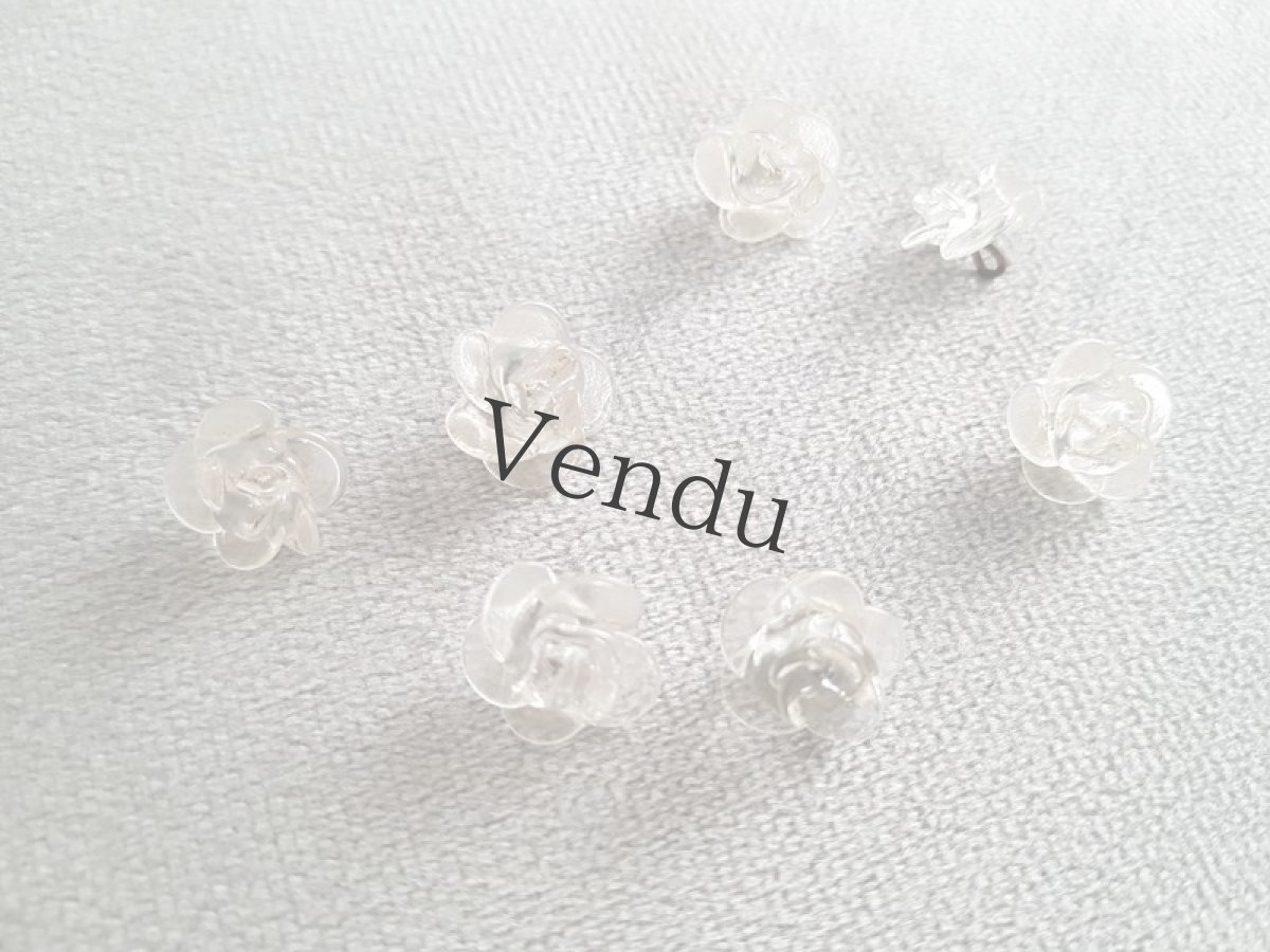 画像3: フランスヴィンテージ　ばらの透明ガラスボタン12mm (3)