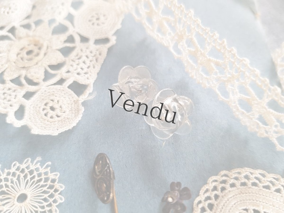 画像6: フランスヴィンテージ　ばらの透明ガラスボタン12mm (6)