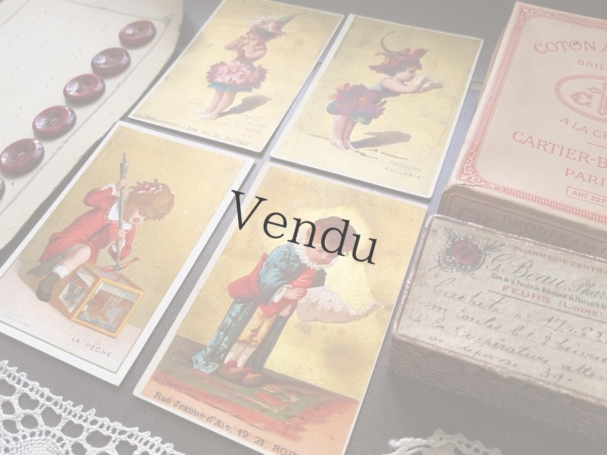 画像6: フランスアンティーク　クロモ　カーネーションの少女 (6)