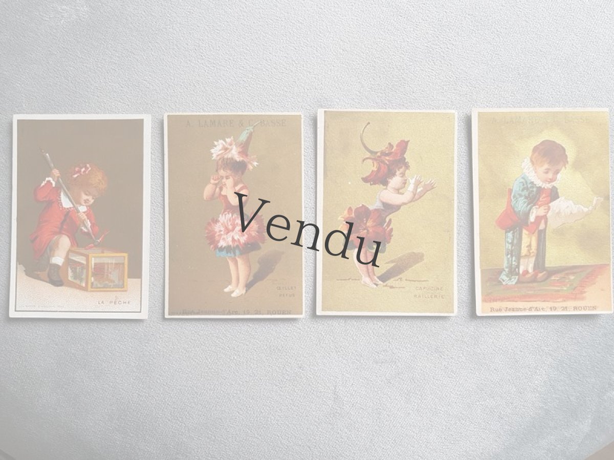 画像4: フランスアンティーク　クロモ　カーネーションの少女 (4)