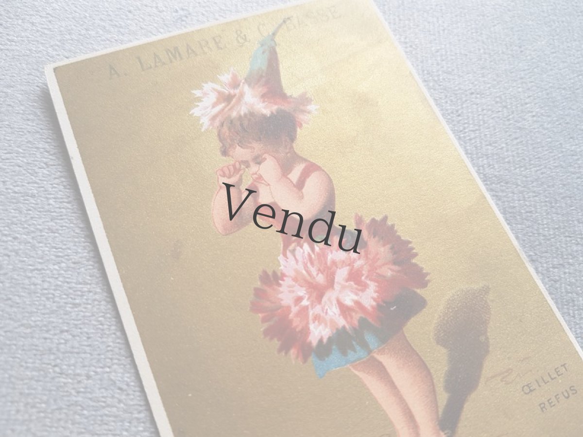 画像2: フランスアンティーク　クロモ　カーネーションの少女 (2)