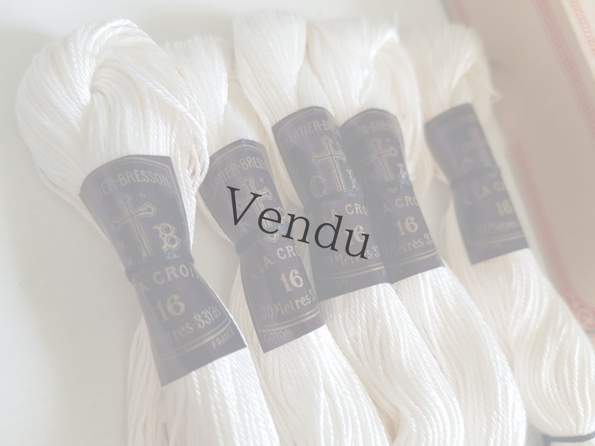 画像7: フランスアンティーク　カルティエ＝ブレッソン刺繍糸16 白５本セット (7)