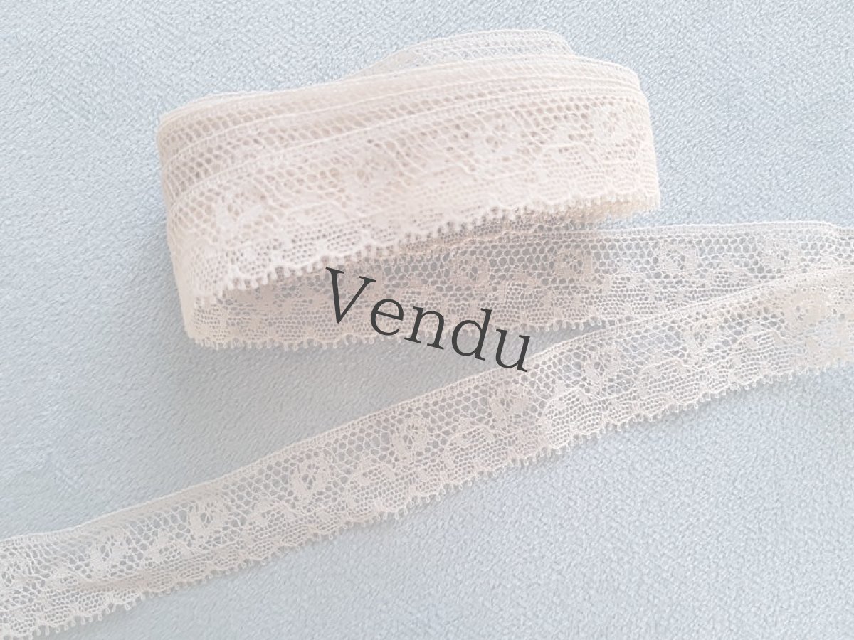 画像4: フランスアンティーク　ベージュパープルのチュールレース (4)