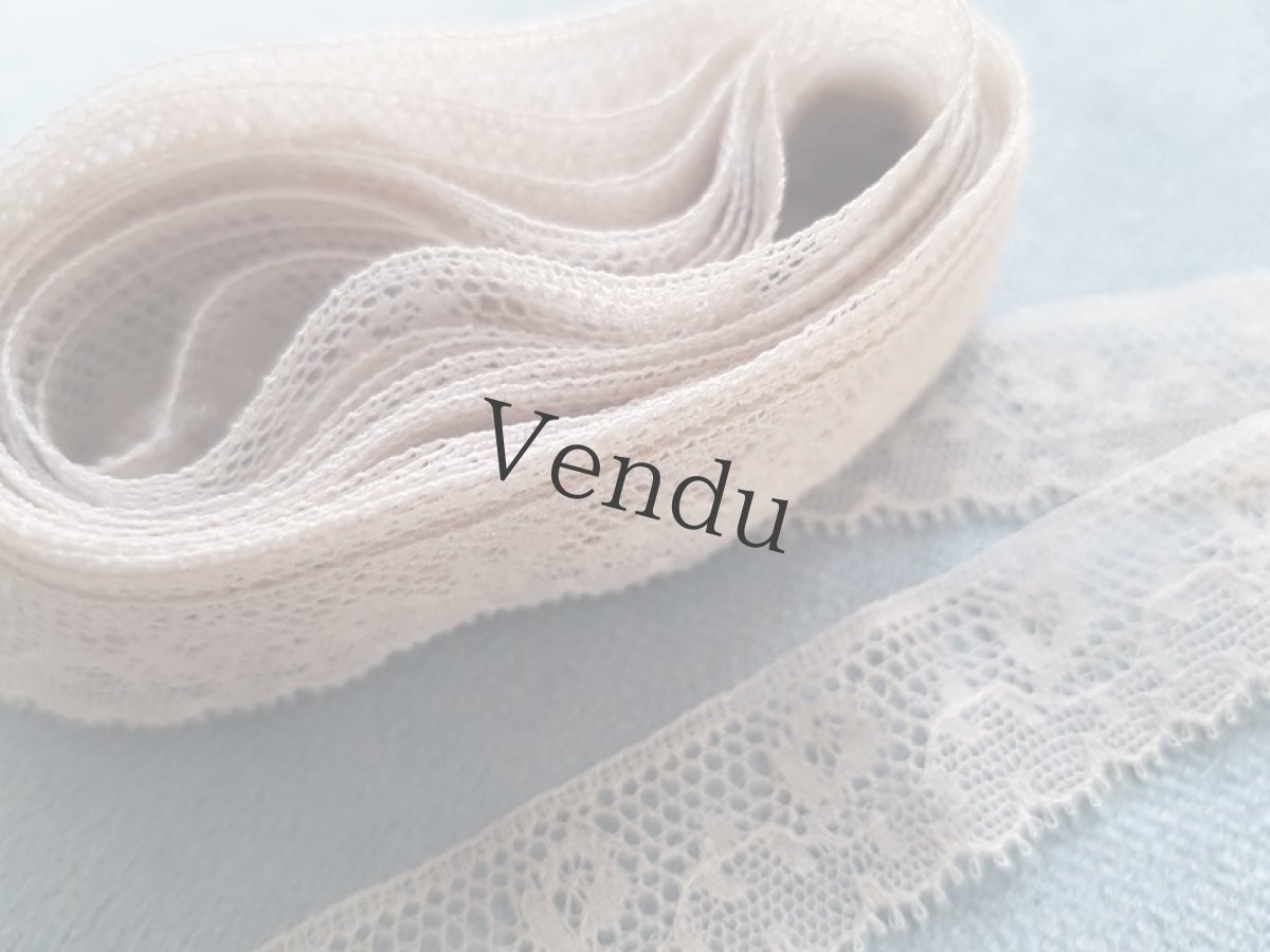 画像5: フランスアンティーク　ベージュパープルのチュールレース (5)