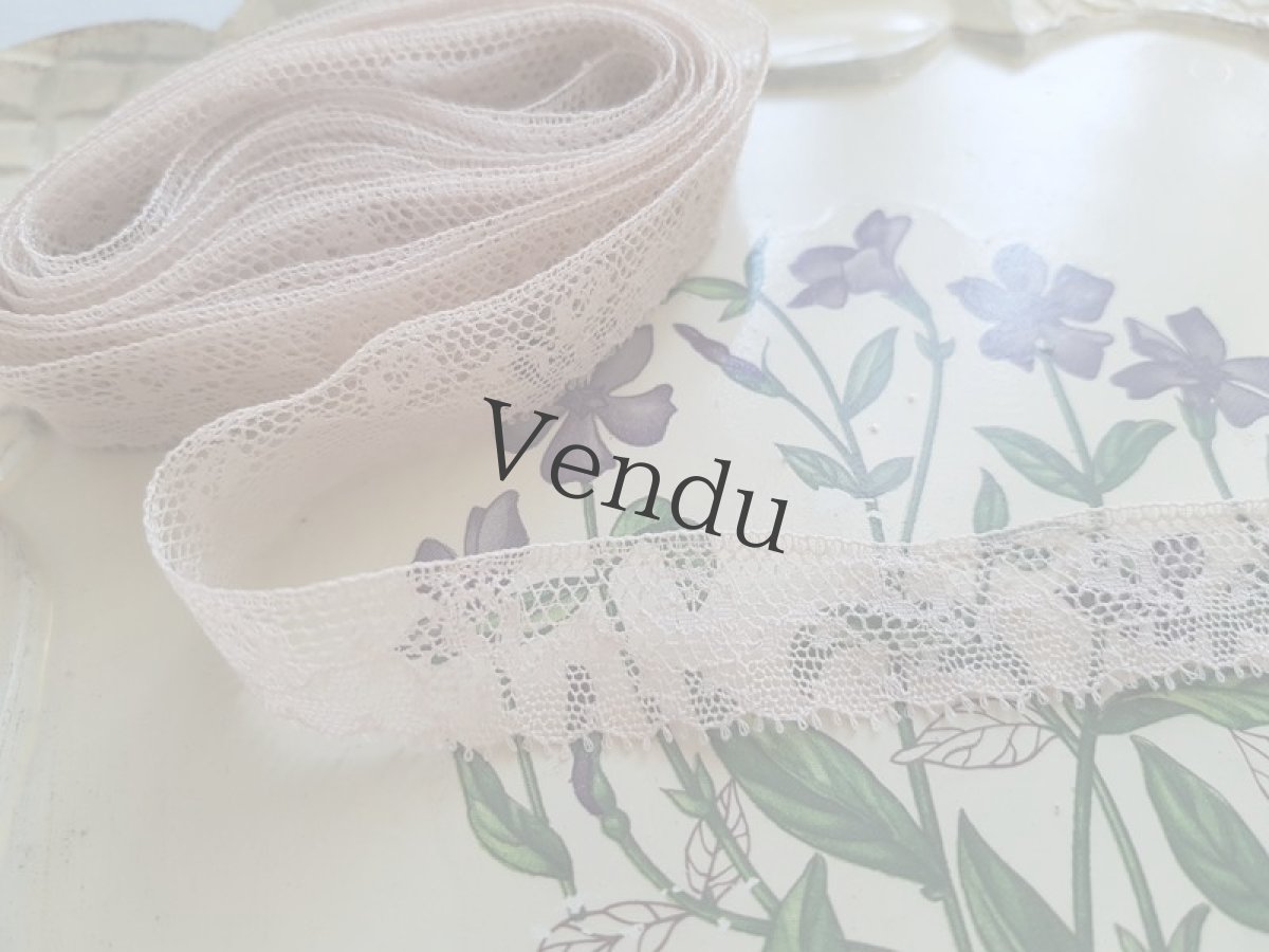 画像6: フランスアンティーク　ベージュパープルのチュールレース (6)