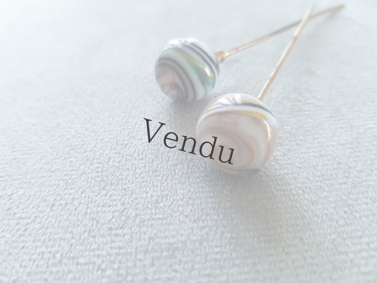 画像6: フランスヴィンテージ　とんぼ玉のハットピン8.0cm ２本セット (6)