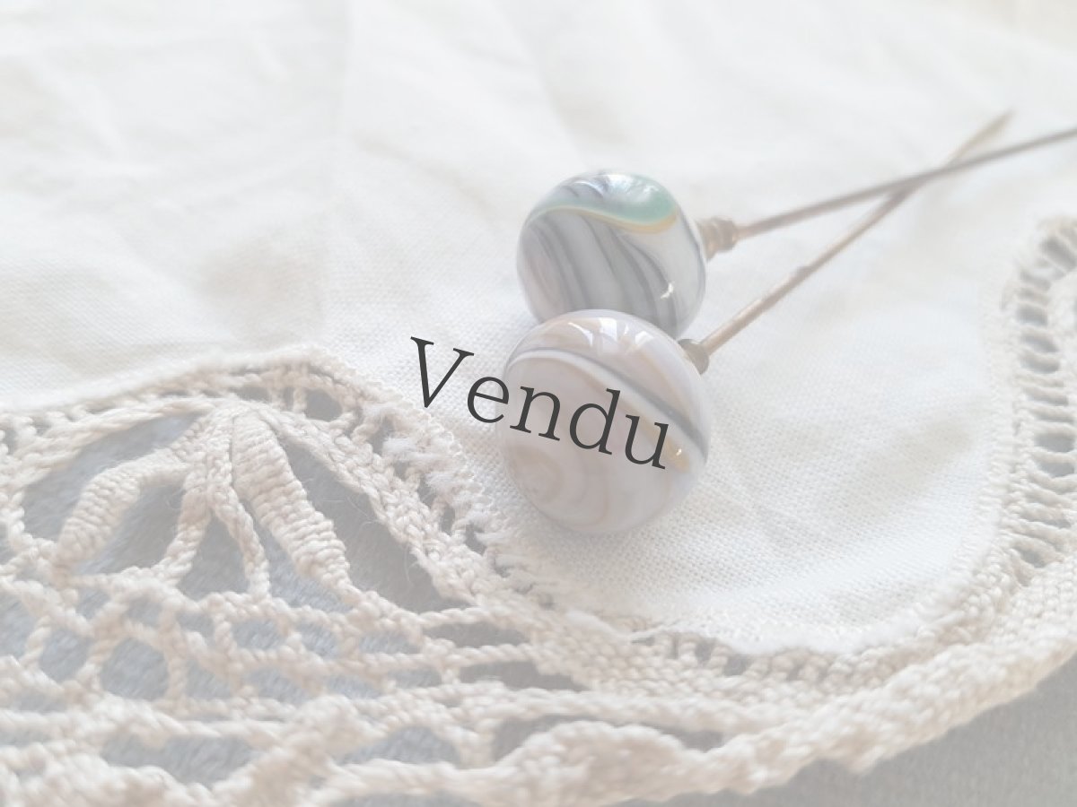 画像4: フランスヴィンテージ　とんぼ玉のハットピン8.0cm ２本セット (4)