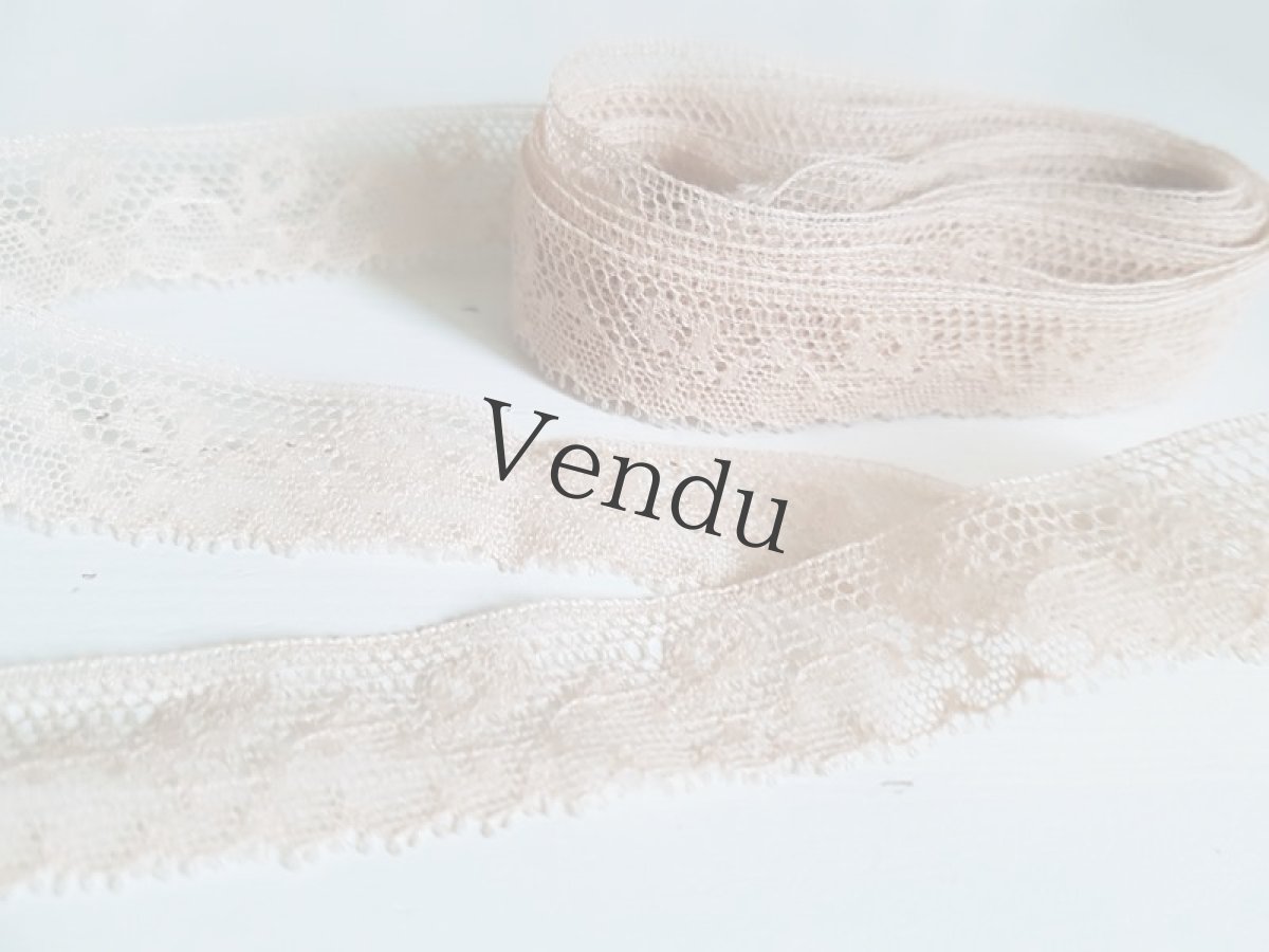 画像2: フランスアンティーク　ベージュパープルのチュールレース (2)